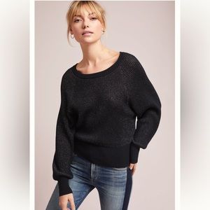 Anthropologie Splendid Sheridan Cashmere Lurex Sweater Jumper Pullover Top Black